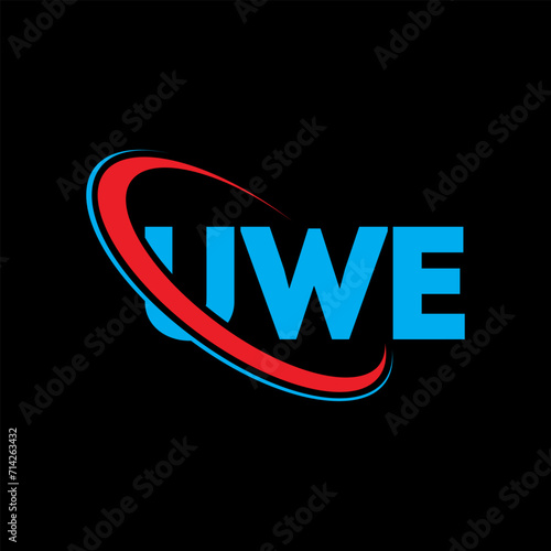 UWE logo. UWE letter. UWE letter logo design. Initials UWE logo linked with circle and uppercase monogram logo. UWE typography for technology, business and real estate brand.
