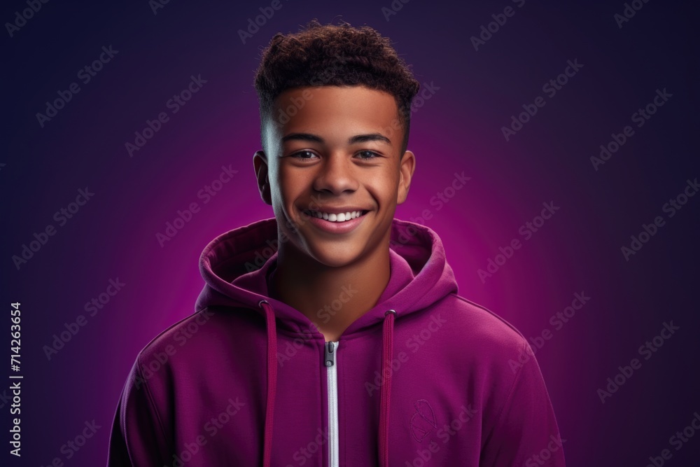 Happy African American Teen in Pink Hoodie Posing for Portrait Happy African American Teen in Pink Hoodie Posing for Portrait