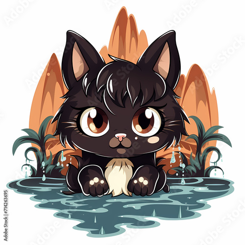 Beautiful cute cat water co...