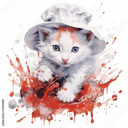 Beautiful cute cat water co...