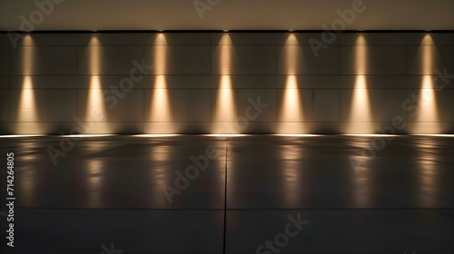a wall that has some lights on it