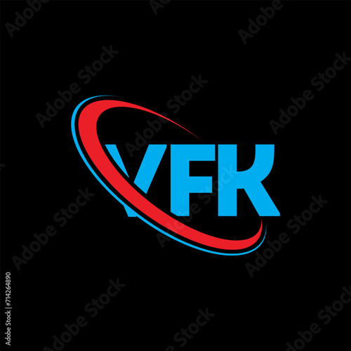 VFK logo. VFK letter. VFK letter logo design. Initials VFK logo linked with circle and uppercase monogram logo. VFK typography for technology  business and real estate brand.