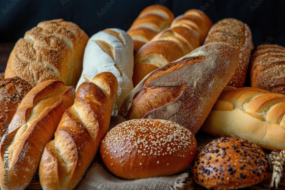 A collection of various breads and rolls displayed on a table. Perfect for bakery themes or food-related projects