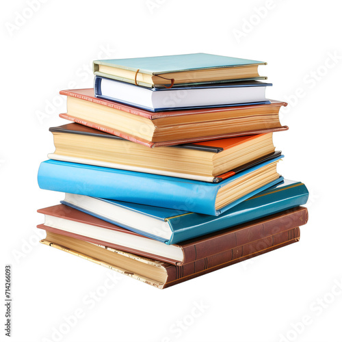 A stack of books sitting on top of each other on a transparent background png isolated