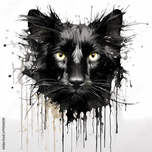 A cute cat face watercolor ...