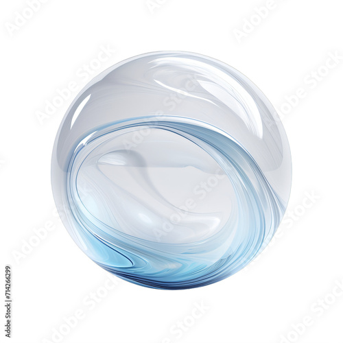 A transparent white and blue crystal ball on a transparent background png isolated