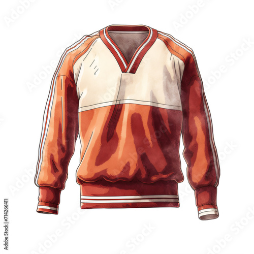 Obraz na płótnie A drawing of an orange and white sport sweater on a transparent background png isolated w salonie