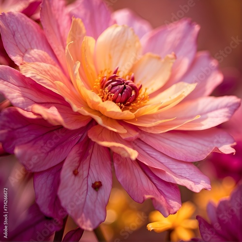 Enchanting Magenta Bloom  A Captivating Macro Photograph of a Whimsical Singularity Event in Golden Evening Light   Generative AI