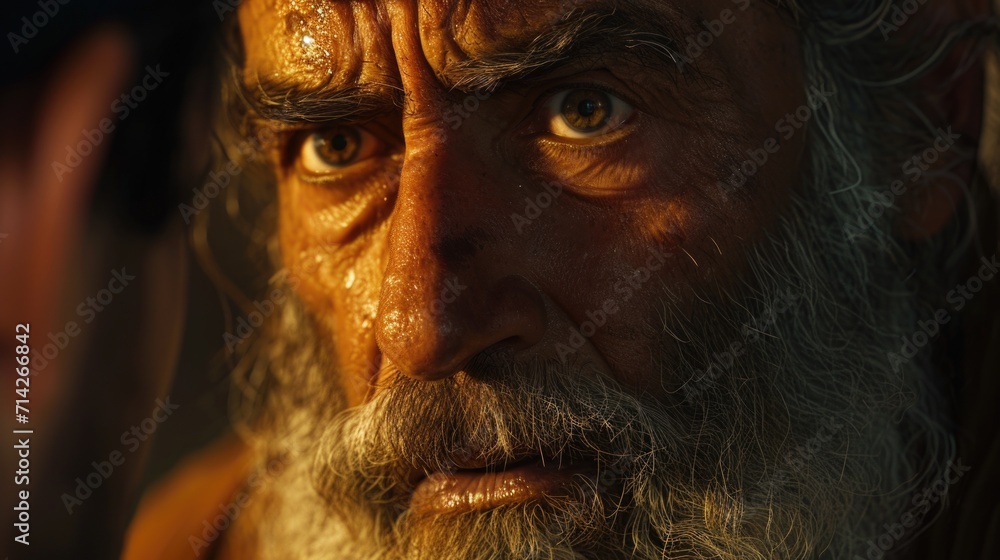 A close-up shot of a man with a long beard. This image can be used to depict a wise or rugged look. Perfect for portraits or lifestyle-related projects