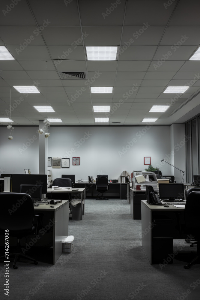Fototapeta premium Spacious corporate office and desk partitions