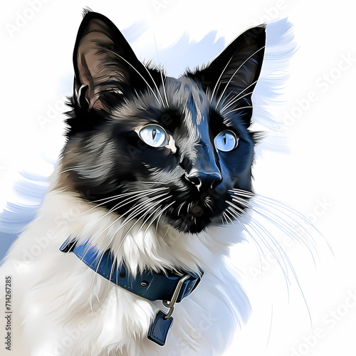 A cute cat face watercolor ...