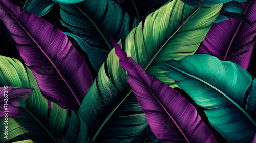 Tropical leaves background. Realistic vector illustration of banana leaves.