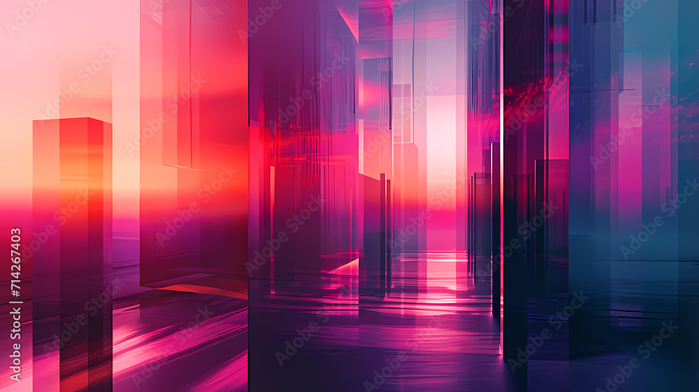 Vibrant synthwave-colored abstract background in a futuristic digital style
