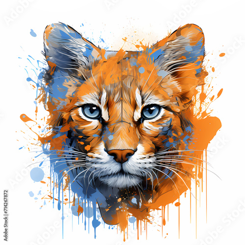 A cute cat face watercolor ...