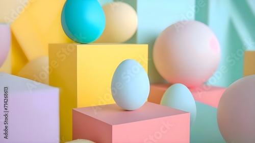 a group of eggs sitting on top of blocks