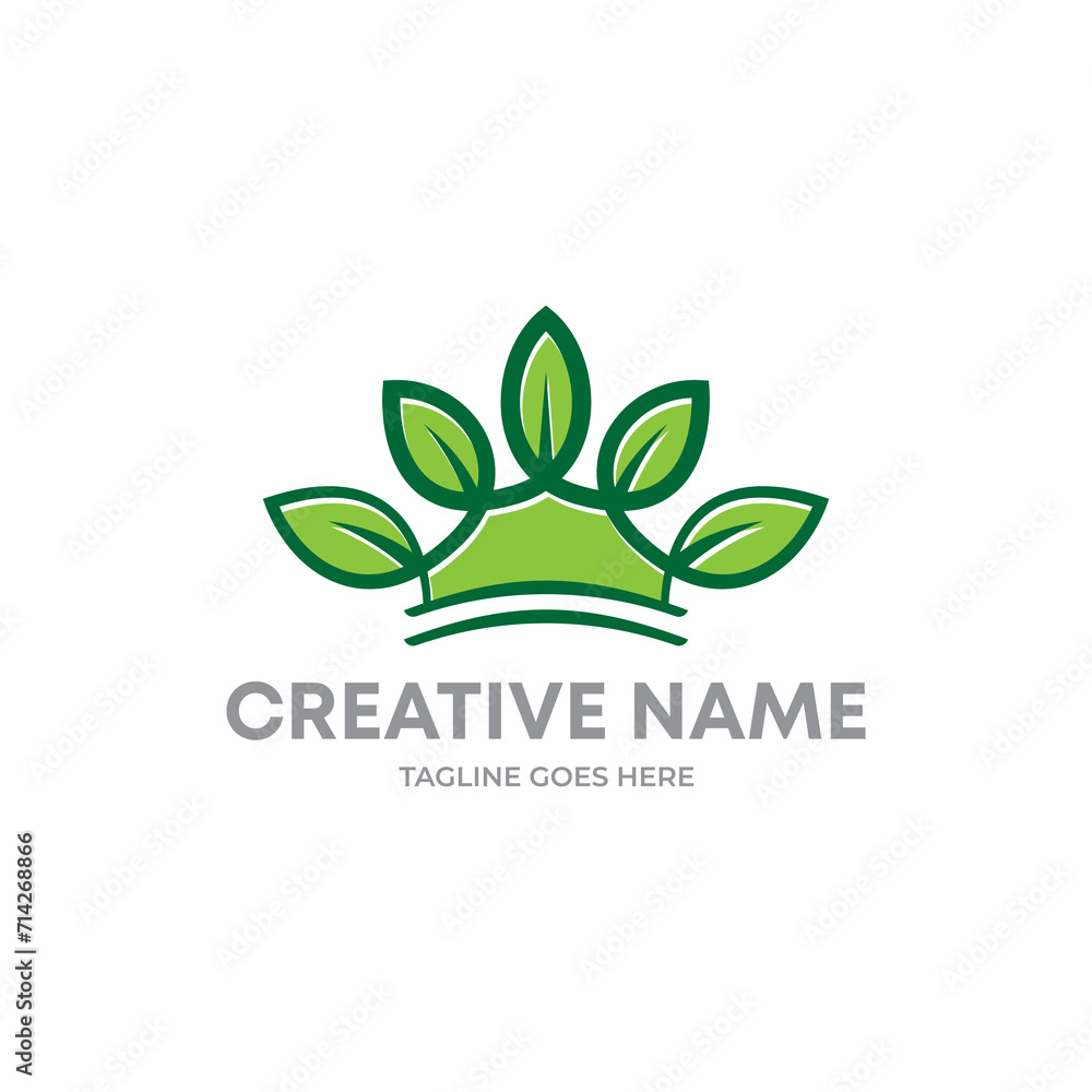 Premium emblem Green Leaf  Crown Logo Company illustrations for your work Logo
