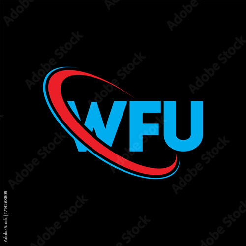 WFU logo. WFU letter. WFU letter logo design. Initials WFU logo linked with circle and uppercase monogram logo. WFU typography for technology, business and real estate brand. photo