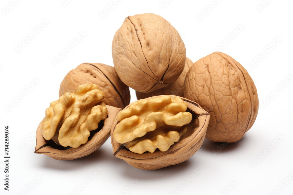Stack of walnuts, isolated white background Stack of walnuts, isolated white background