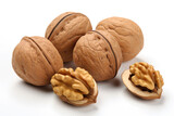 Stack of walnuts, isolated white background