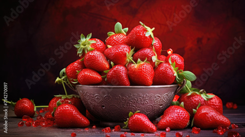 Strawberries in a plate on the table