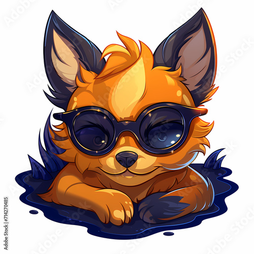 Beautiful cute fox water co...