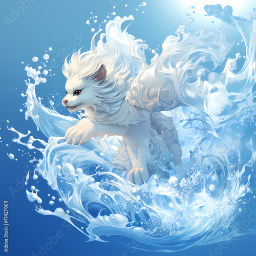 Beautiful cute fox water co...