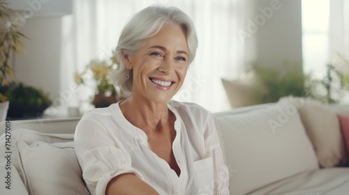 Cheerful Senior Woman with Healthy White Teeth AI Generated