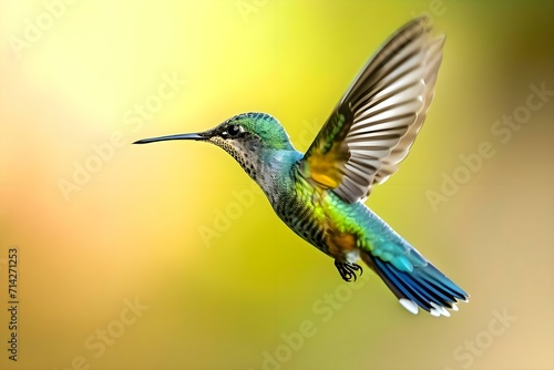 a hummingbird flying in the air with a background