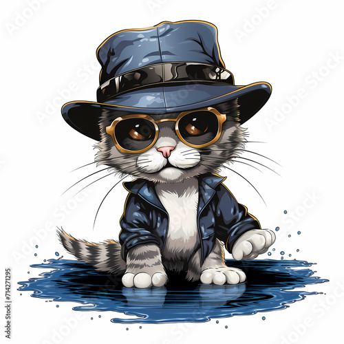 Beautiful cute cat with sun...