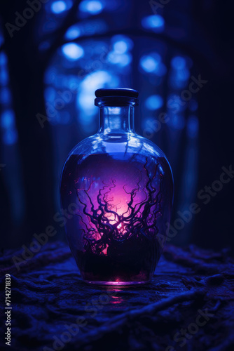 Surreal background photo in halloween symbolic visual mystic blue colors