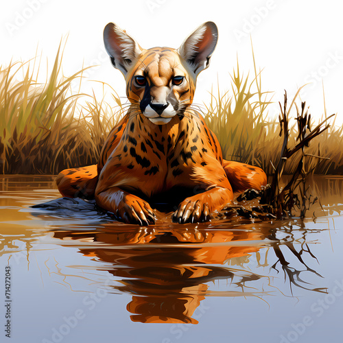 Beautiful cat in water wate...