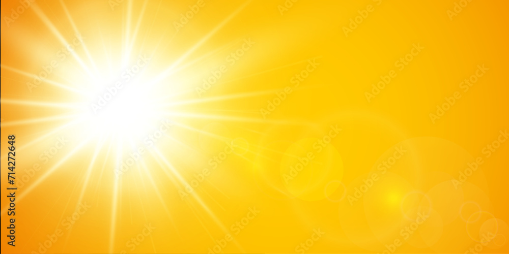 Bright sun with lens flare summer background Bright sun with lens flare summer background