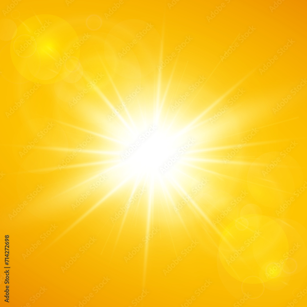 Summer background with bright sunshine and lens flare on yellow and orange Summer background with bright sunshine and lens flare on yellow and orange