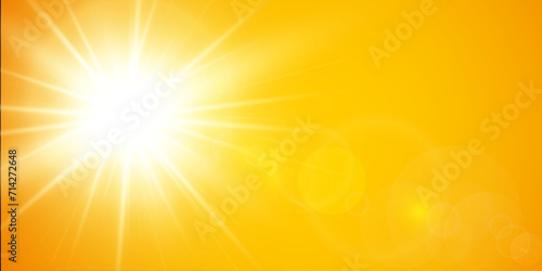 Bright sun with lens flare summer background