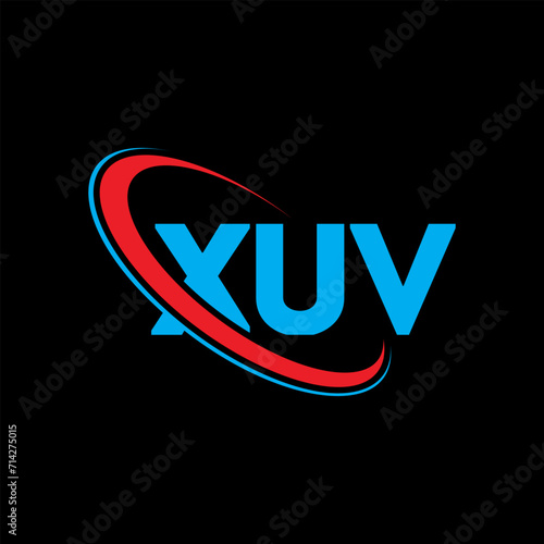 XUV logo. XUV letter. XUV letter logo design. Initials XUV logo linked with circle and uppercase monogram logo. XUV typography for technology, business and real estate brand. photo