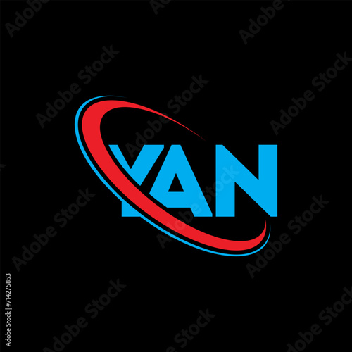 YAN logo. YAN letter. YAN letter logo design. Intitials YAN logo linked with circle and uppercase monogram logo. YAN typography for technology, business and real estate brand.
