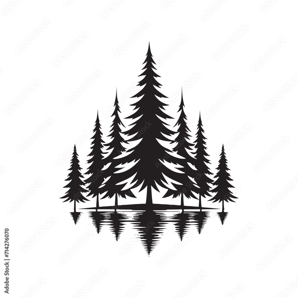 Enchanted Forest Allegro: Nature Silhouette - Pine Tree Silhouette Set Dancing in an Allegro of Enchanted Harmony - Pine Tree Vector - Nature Illustration
