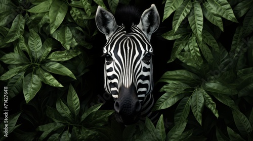 Zebra Print with Leaves AI Generated
