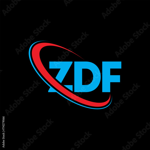 ZDF logo. ZDF letter. ZDF letter logo design. Initials ZDF logo linked with circle and uppercase monogram logo. ZDF typography for technology, business and real estate brand. photo