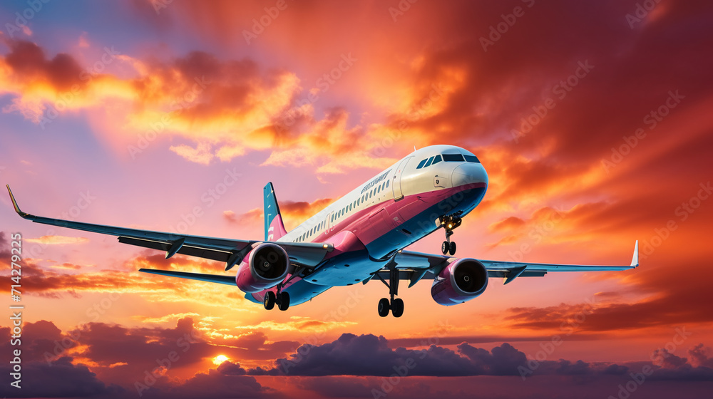 aircraft is flying in the blue sky. AI Generative. aircraft is flying in the blue sky. AI Generative.