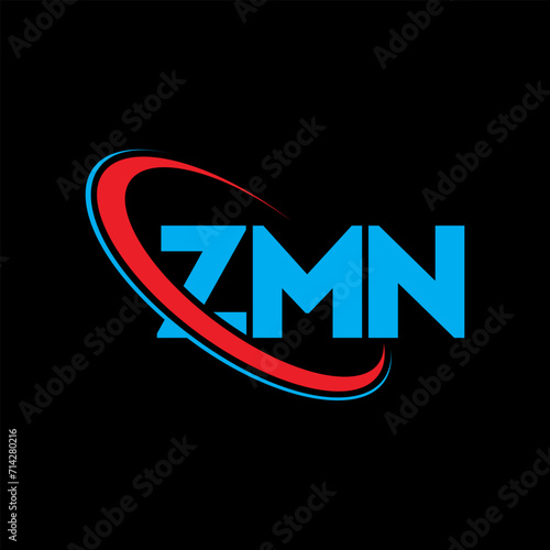 ZMN logo. ZMN letter. ZMN letter logo design. Initials ZMN logo linked with circle and uppercase monogram logo. ZMN typography for technology, business and real estate brand. photo