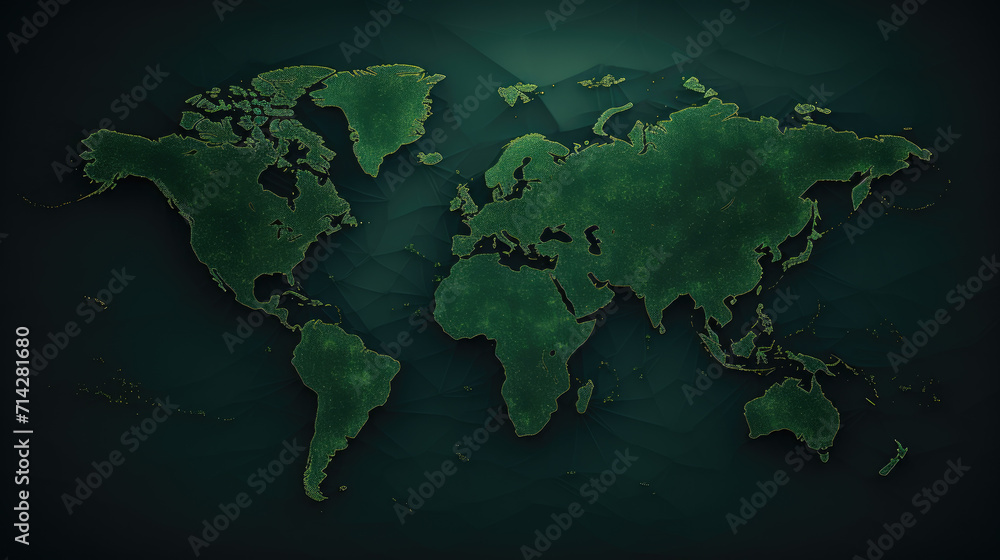 Technological green world map abstract background