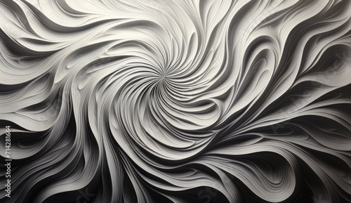 An abstract and futuristic background featuring swirling patterns that transition into gray waves