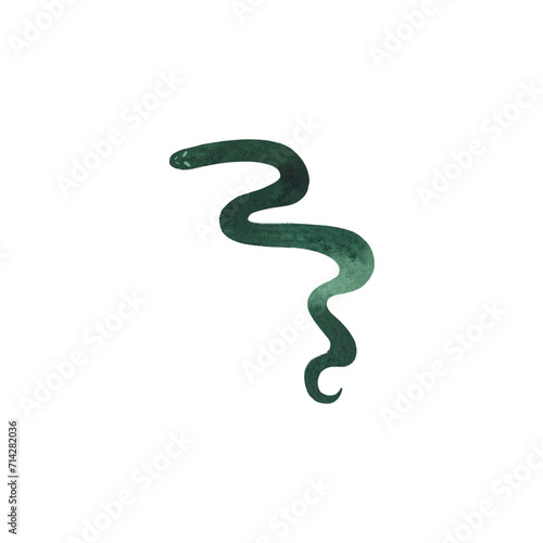 Wallpaper Mural Snake. Green silhouette of an animal. Isolated watercolor illustration on white background. Torontodigital.ca