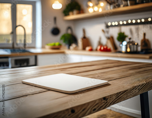 Empty Kitchen Counter: Modern Wood Design. Blank Space © SashaMagic