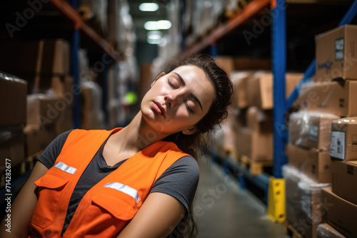 Tired warehouse worker