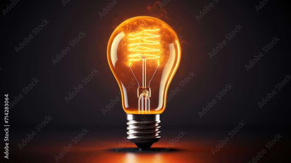 An electric light bulb on a dark background. - obrazy, fototapety, plakaty 