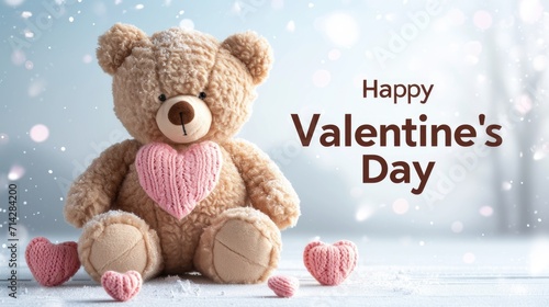 Happy Valentine's Day. Greeting card with a cute bear.