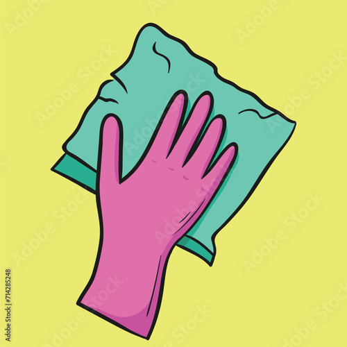 hand in gloves washes. Concept isolated. Flat cartoon style vector