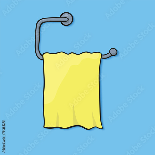 towel hanging on a metal bar. Concept isolated. Flat cartoon style vector